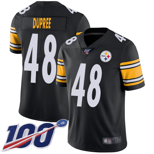 Men Pittsburgh Steelers Football #48 Limited Black Bud Dupree Home 100th Season Vapor Untouchable Nike NFL Jersey->women nfl jersey->Women Jersey